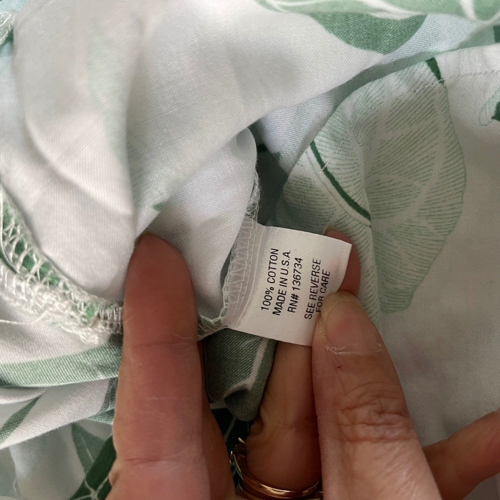 Persifor Leaf Print Shirt‎ Womens XL White Green Coastal Preppy Cotton Blouse - Picture 5 of 7